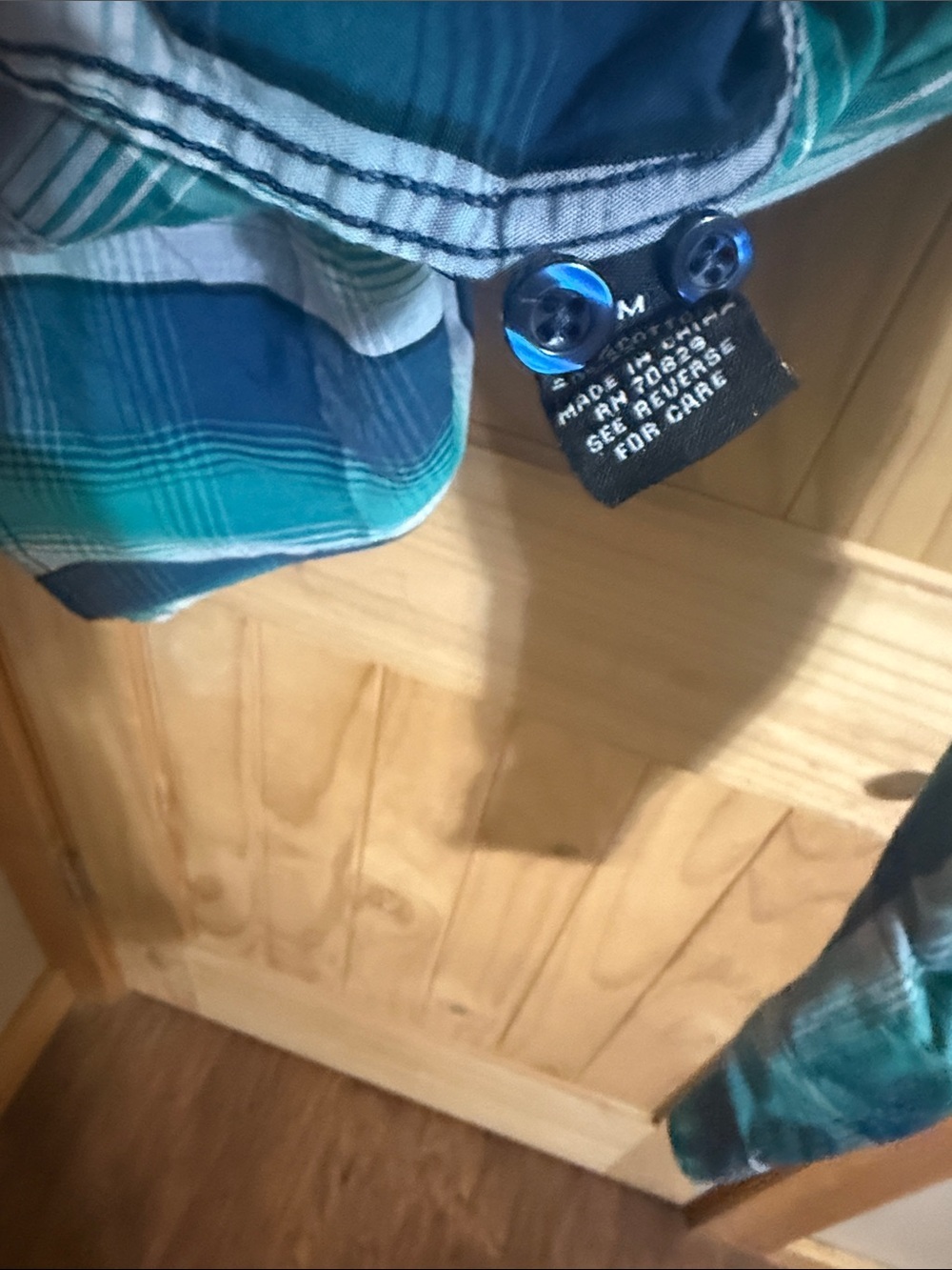Carbon Teal and Navy Plaid Button-Down Shirt - Picture 4 of 4